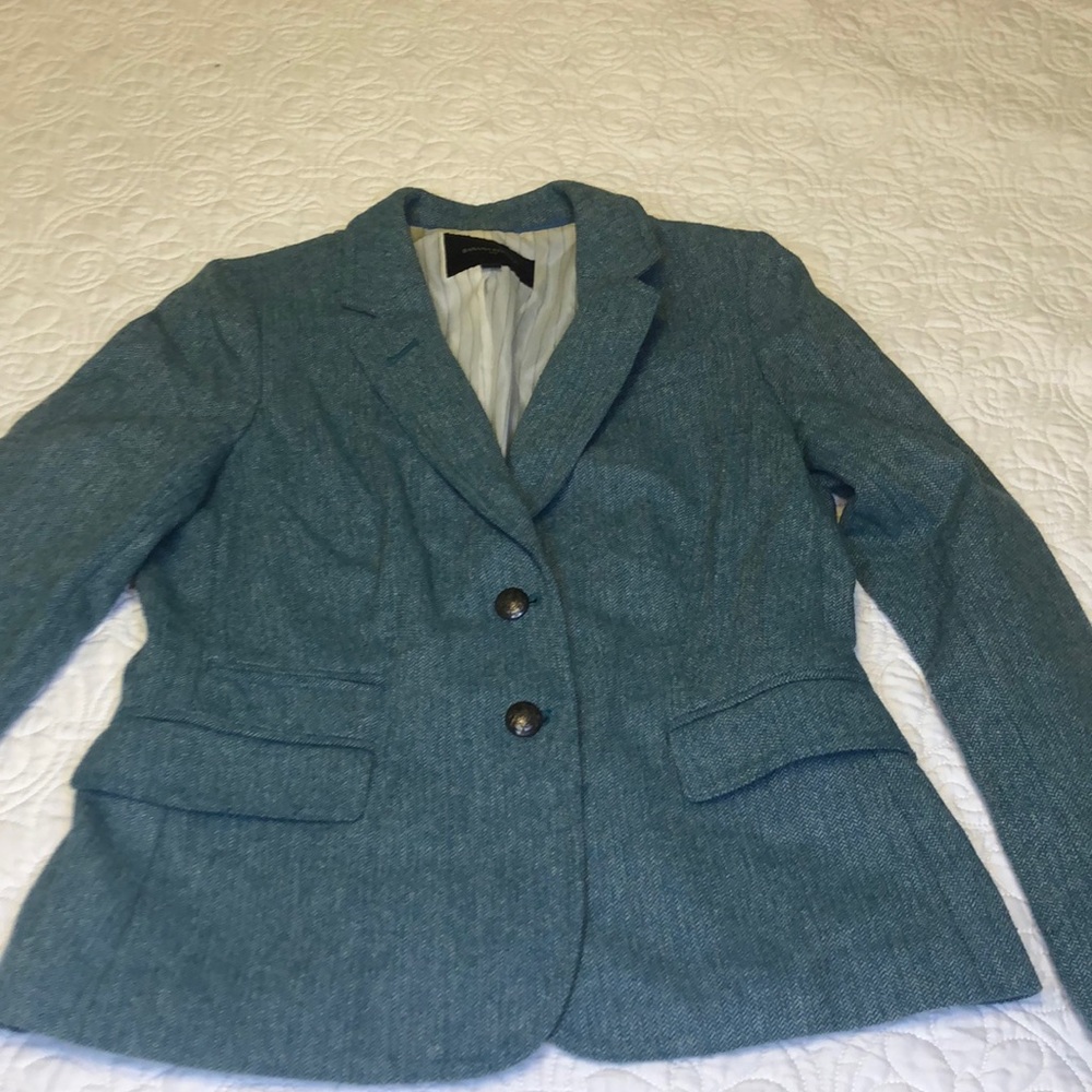 Tweed teal blazer